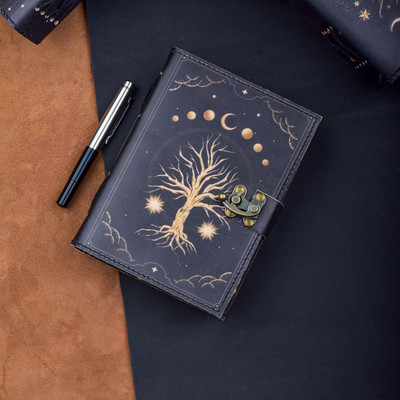 ARSHAD HANDICRAFT UV Printed Leather Journal A5 Diary Plain 200 Pages(Multicolor)
