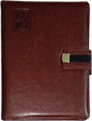 ShreeGanadhish 2026 Diary Magnetic Flap Closure | Pen holder| Sunday Full Page | 24X18X3 CM B5 Diary Ruled (80-GSM) 365 Pages(Crater Brown)