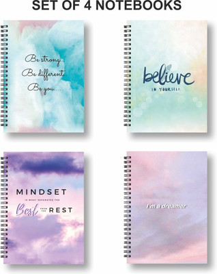 Papco Notebook A5 Diary Ruled 144 Pages(Violet, Pack of 4)