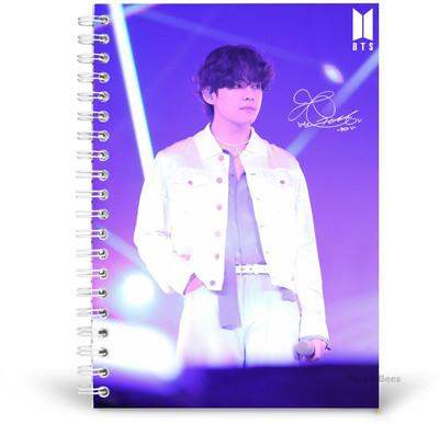 PurpleBees Bts V Mic Diary | Bts Printed Unruled 160 Pages A5 Size Notebook | A5 Notebook Plain 150 Pages(Multicolor)