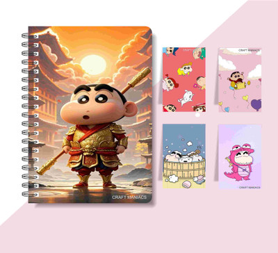 craft maniacs SHINCHAN DIARY & 4 MAGNETIC BOOKMARKS 2025 A5 Notebook RULED 160 Pages(Multicolor)