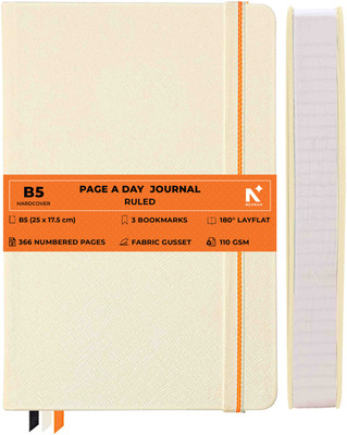 NEORAH 368Pages-110 Gsm |PAGE A DAY RULED Notebook Journal |Back Pocket |3 Book Mark B5 Journal Ruled 368 Pages(After Glow)