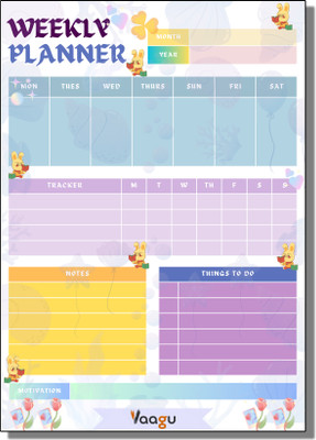 vaagu Yellow Gudda Weekly Planner Cute Stationery A5 Note Pad ruling 50 Pages(Multicolor)