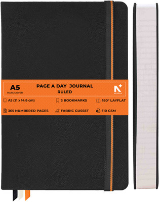 NEORAH - A5 Ruled Everyday Journal Notebook- 110 GSM - Office Hardcover Notebook A5 Journal RULED 368 Pages(Black)