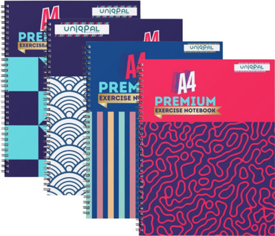 UNIQPAL NOTEBOOK A4 Note Book RULED / LINE 200 Pages(Multicolor, Pack of 4)