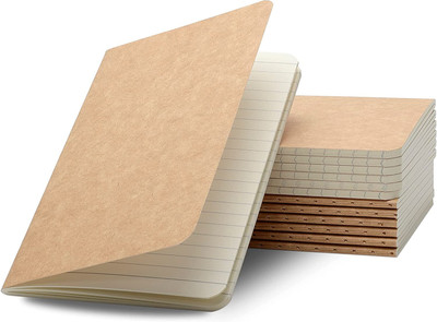 TWONE 12 Pack Mini Notebooks Bulk, Pocket Notebook,Small Notebooks Journals Pocket-size Notebook Ruled 60 Pages(Brown- Ruled, Pack of 12)