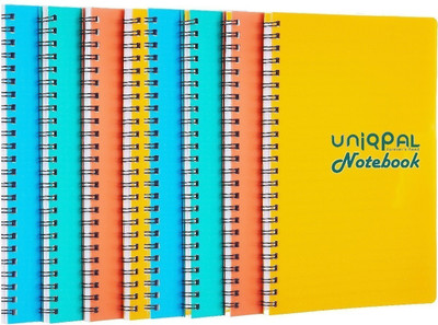 UNIQPAL Set of 8 A4 Notebook Spiral Plain 1600 Pages, Each notebook 200 Pages(Multicolor, Pack of 8)