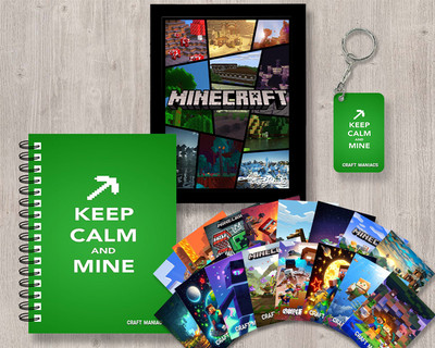 craft maniacs MINECRAFT GIFTING COMBO A5 Notebook RULED 120 Pages(Black)