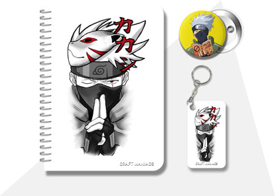 craft maniacs KAKASHI HATAKE DIARY & 2 FREEBIE A5 Notebook RULED 120 Pages(Multicolor, Pack of 3)