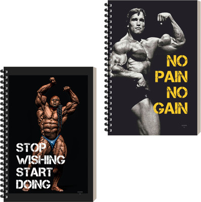 ESCAPER Fitness Diary Notebook, Designer Diary, Spiral Ruled Notepad A5 Diary Ruled 160 Pages(Combo- B, Pack of 2)