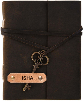 Rjkart ISHA embossed Leather Cover Diary With Key Lock A5 Diary Unruled 200 Pages(ISHA)