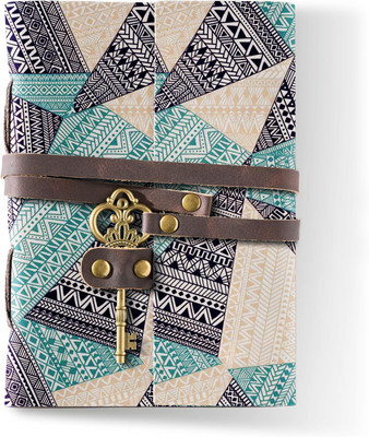 MAKENSTYLECOLLECTION Designer printer leather journal with key lock A6 Diary unruled 200 Pages(multicolor 01)