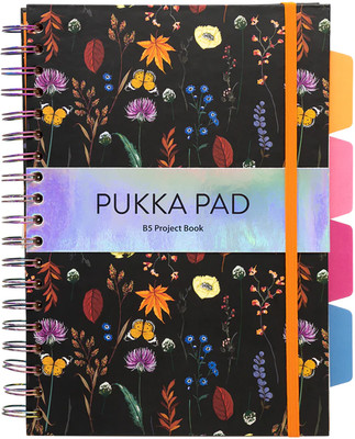 Pukka Pad Bloom Range | 5 Subject Book | 80gsm Perforated Pages B5 Notebook Ruled 200 Pages(Black)