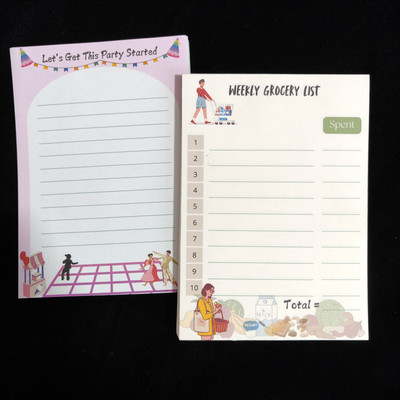 Chibloom Functional Notepad Set of 2 – 50 Sheets Each | 100 GSM | Party + Grocery Planner A6 Planner/Organizer Ruled 100 Pages(White, Pack of 2)
