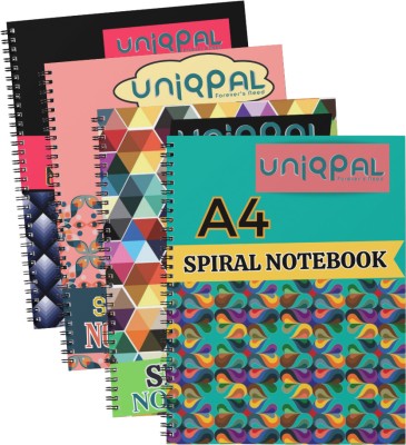 UNIQPAL SET OF 4 A4 Notebook UNRULED 200 Pages(Multicolor, Pack of 4)