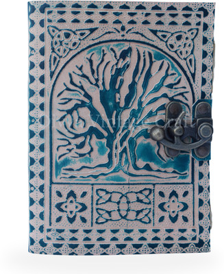 Divya Vintage Craft Tree emboosed with recycled deckle Blank paper a5 Travel Drawing Journal A5 Diary unrulled 200 Pages(Blue)