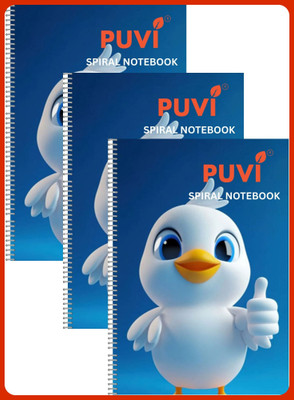 Puvi SPIRAL Notebook A4 Notebook RULED /LINE 400 Pages(Multicolor, Pack of 3)