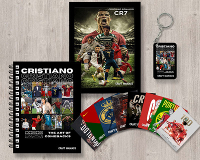 craft maniacs FOOTBALLER GIFTING COMBO A5 Diary RULED 120 Pages(Multicolor)