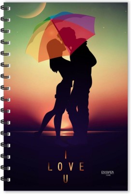 ESCAPER Couple Romance Under Umbrella (Ruled - A5 Size) Designer Notebook, Love Notebook, Couple Notebook, Gift Notebook A5 Notebook Ruled 160 Pages(Multicolor)