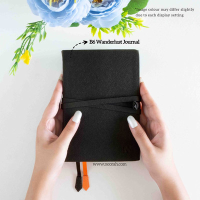 NEORAH Faux LEATHER Cover handcrafted Notebook B6 Journal Unruled 240 Pages(Black)