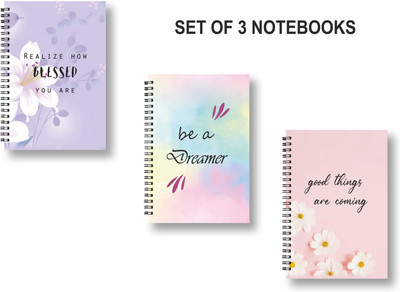 ROT RIX combo of 3 Notebooks A5 Diary Unruled 144 Pages(Peach, Multicolor, Pack of 3)