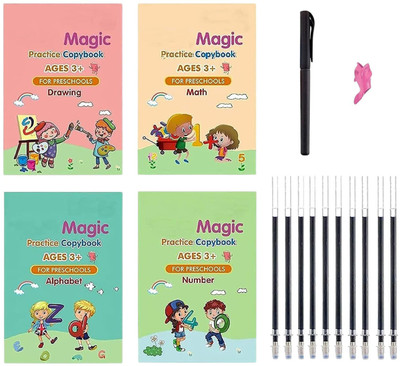 viDixn Magic Practice Copybook Assorted Gift Set Ruled 32 Pages(Multicolor, Pack of 4)