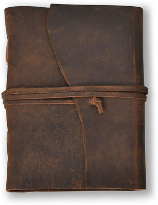 KRISHNA HANDICRAFTS Perfect for writing,leather bound notebook, hand-crafted from genuine leather. A5 Journal Unruled 100 Pages(Brown)