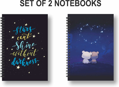 ROT RIX combo of 2 Notebooks A5 Diary Ruled 144 Pages(Black, Blue, White, Pack of 2)