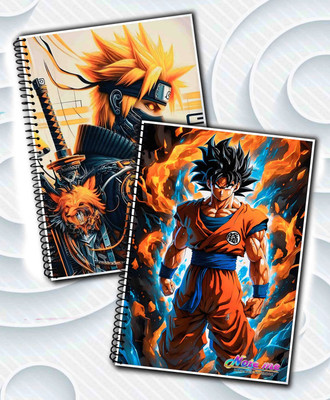 NOTEme Action Anime Art Covers A5 Notebook Unruled 200 Pages(Multicolor, Pack of 2)