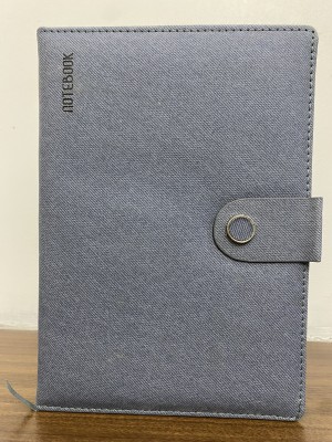 MAGPIE A5 Size Light Blue Color Hard Bound Notebook with a Sliding Lock PU leather Regular Note Book Ruled 200 Pages(Light Blue)