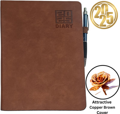 ShreeGanadhish Organizer Executive Planner Notebook |Month Cut Sunday Full Pages|24X18X3 CM Regular Diary Ruled 365 Pages(Copper brown)