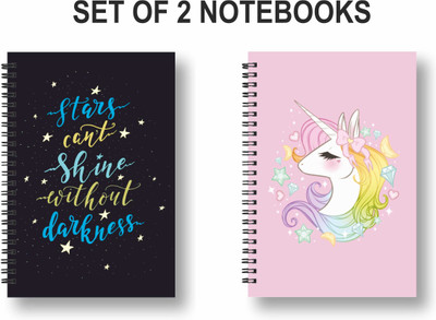 ROT RIX combo of 2 Notebooks A5 Diary Ruled 144 Pages(Black, Pink, Pack of 2)