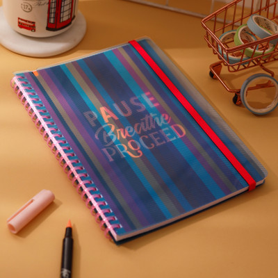 Doodle Spiral Notebook Journal with Elastic Band Closure & PenLoop | Peaceful Thoughts| A5 Notebook 70gsm | 160 Pages(Blue)