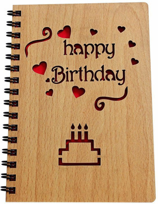 Asmi Collections Happy Birthday Diary for Gifting Book-size Note Book Ruled 200 Pages(Beige)