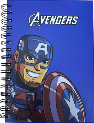 APNISTATIONERY Marvel Avengers Captain America Spiral A5 Diary A5 Diary 100 Pages(Blue, White, Red)