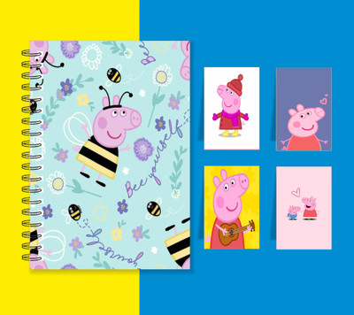 craft maniacs PEPPA PIG COLLECTION A5 Notebook RULED 160 Pages(DIARY + SET OF 4 MAGNETIC BOOKMARKS)