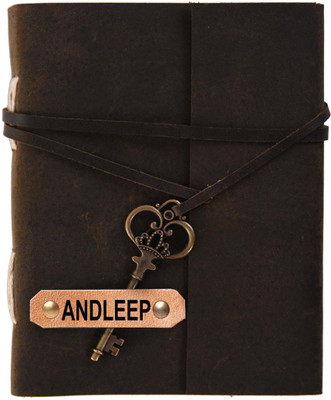 Rjkart ANDLEEP embossed Leather Cover Diary With Key Lock A5 Diary Unruled 200 Pages(ANDLEEP)