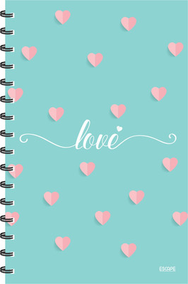 ESCAPER Love with Hearts Light Green (RULED) Diary, Notebook, Notepad A5 Diary Ruled 160 Pages(Multicolor)