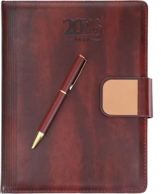 Scribelle Premium PU Leather A5 Planner - 2026 Executive Diary, 324 Pages A5 Diary Single Rule 324 Pages(Brown)