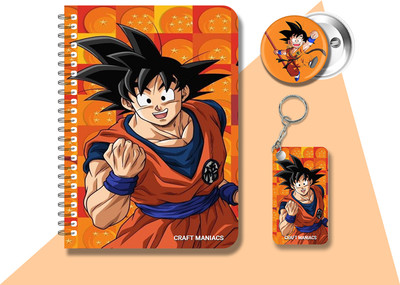 craft maniacs DRAGON BALL Z DIARY & 2 FREEBIE A5 Notebook RULED 120 Pages(Multicolor, Pack of 3)