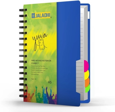 JALADHI 5 Subject Notebbok A5 Notebook Ruled 300 Pages(Green, Blue)