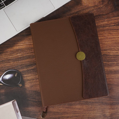 Erminio Palamino Year 2026 Leather Executive Diary, Monthly Planner with Brass Button Closure B5 Diary Ruled 365 Pages(Brown)