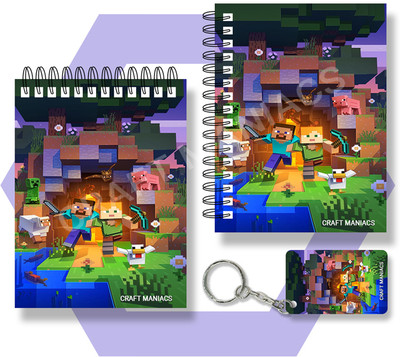 craft maniacs MINECRAFT NOTEBOOKS A6 Notebook UNRULED 100 Pages(Green)