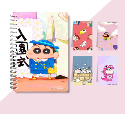 craft maniacs SHINCHAN DIARY & 4 MAGNETIC BOOKMARKS 2025 A5 Notebook RULED 160 Pages(Multicolor)