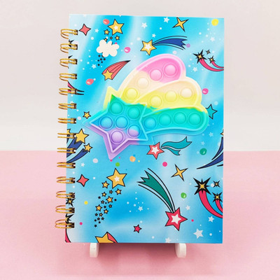 KUMARBROTHERSABSD Cartoon Notebook For Kids Girls Diary Pop It Diary Diary For Kids Birthday Gift A5 Diary Ruled 80 Pages(Sky Blue)