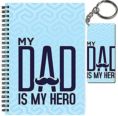 craft maniacs A5 NOTEBOOK + KEYCHAIN COLLECTION A5 Notebook RULED 160 Pages(DAD IS MY SUPERSTAR A5 RULED 160 PAGES NOTEBOOK + FREE WOODEN KEYCHAIN)