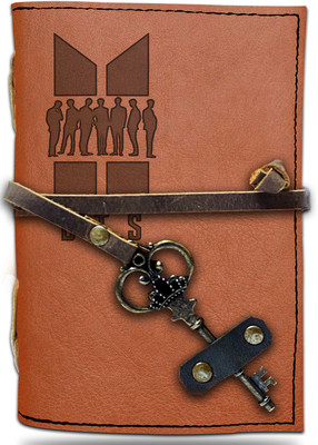 DI-KRAFT Handmade Classic Design Leather-BTS Printed Diary A6 Diary Unruled 200 Pages(Brown 20)