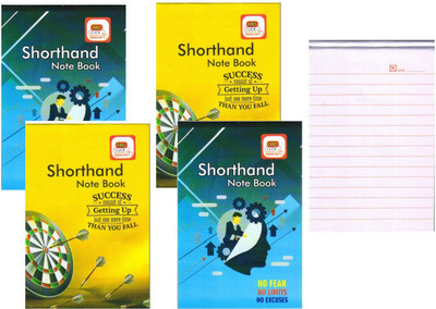 First Click Shorthand/Steno Notebook 160 Pages in a Booklet Pack of 4 booklet 12.2 x 18 cm Mini Writing Pad Both Side Ruled 160 Pages(White, Pack of 4)