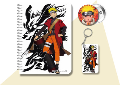 craft maniacs NARUTO DIARY & 2 FREEBIE A5 Notebook RULED 120 Pages(Multicolor, Pack of 3)