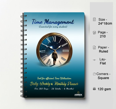 ARREK Diary Planner for Time Management for Students & Professionals 6 Months 120 GSM B5 Planner/Organizer Ruled 210 Pages(Notebook Daily Diary Planner Sky Blue)